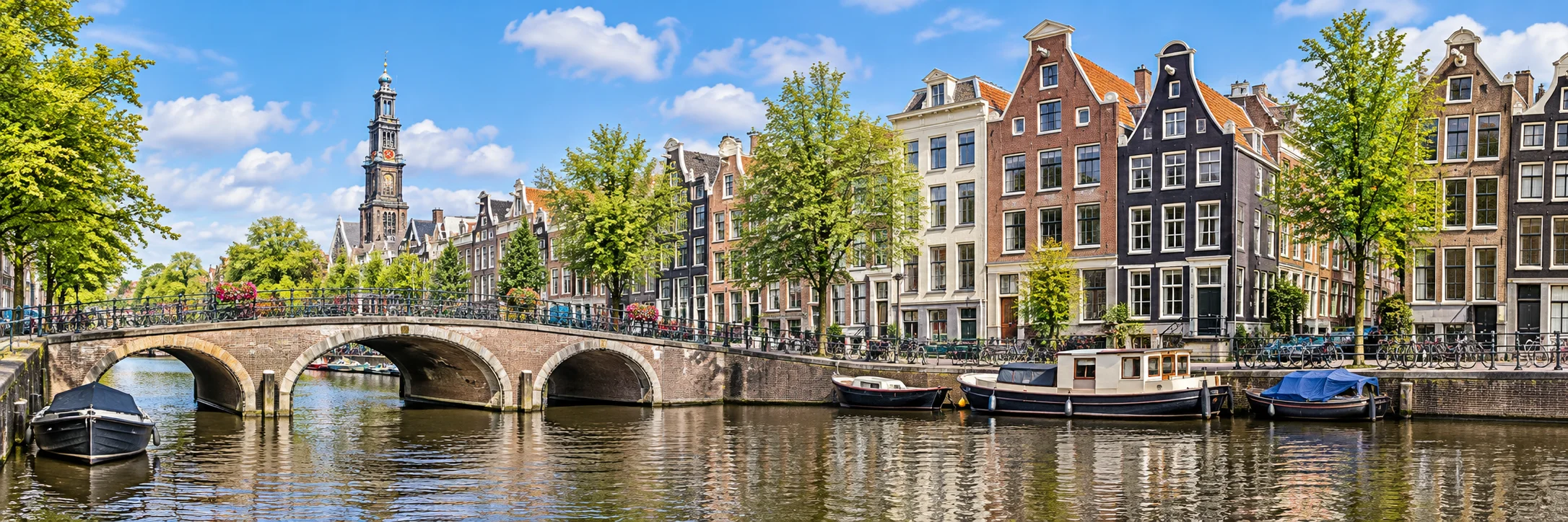 Netherlands: illustrative Amsterdam canal and bridge