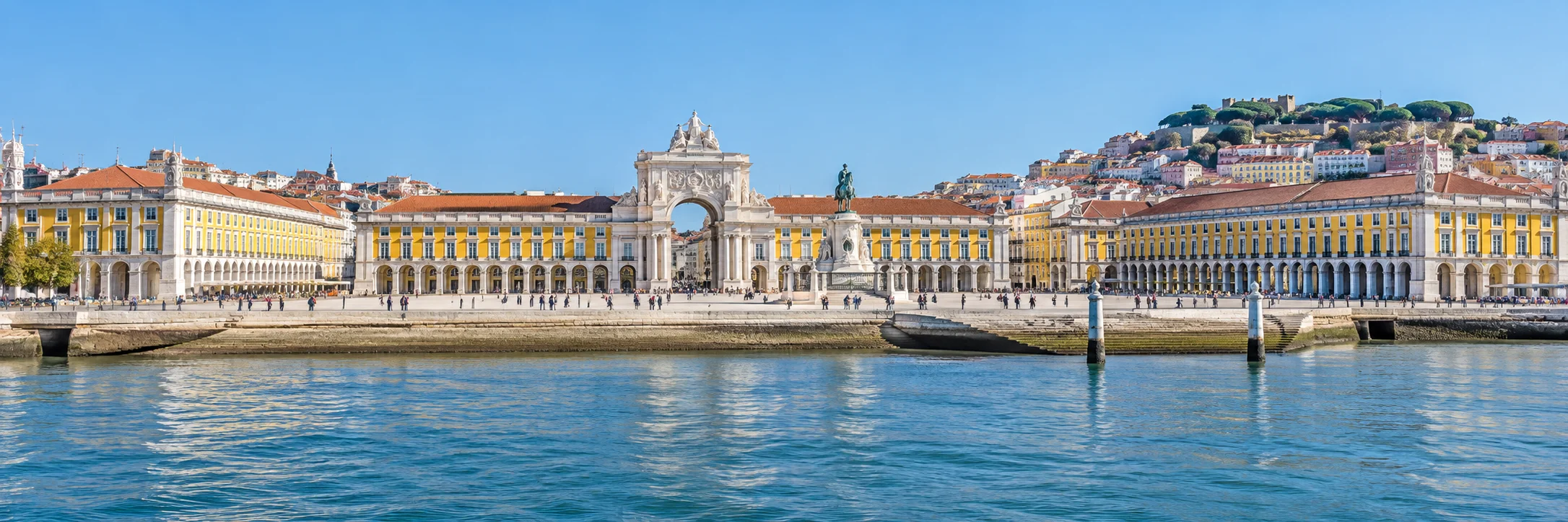 Portugal: illustrative Lisbon Praca do Comercio and Tagus waterfront